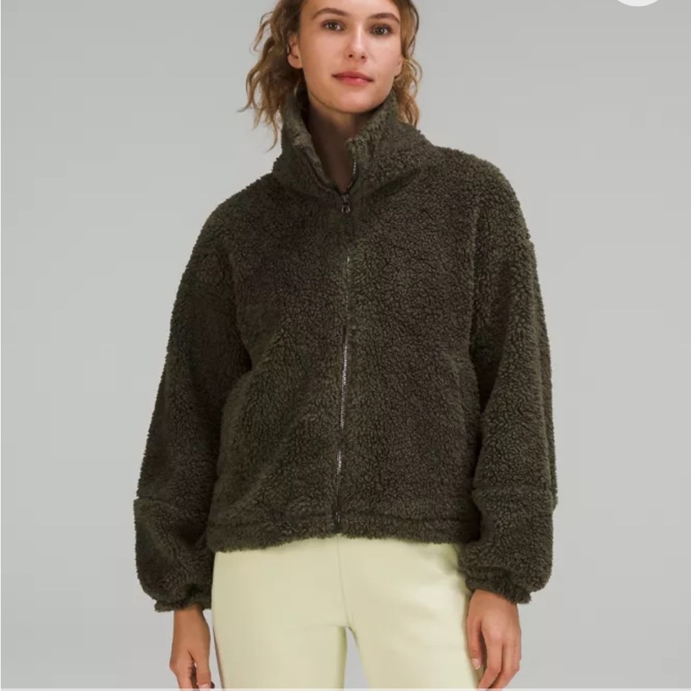 Women's Olive Green Sherpa Jacket